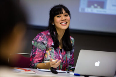 After completing a presentation of her academic research at The Asian Conference on Sustainability, Energy & the Environment (ACSEE) in Osaka, Japan, a conference delegate answers questions from her audience.