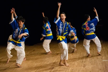 Local high school students perform a traditional Japanese dance at the 23rd Congress of the International Association for Cross-Cultural Psychology (IACCP) in Nagoya, Japan. Traditional Japanese Dance at IACCP Nagoya