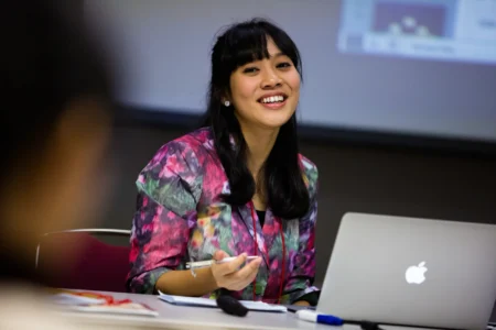 A conference delegate takes questions from the audience after presenting her academic research at The Asian Conference on Sustainability, Energy & the Environment (ACSEE) in Osaka, Japan. ACSEE Research Presentation Q&A in Osaka