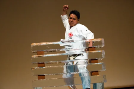 Sensei Hiroshi Nishioka, 5th Degree Black Belt and Master Instructor of Chito-Ryu Karate Do, leads an ice-breaking demonstration on “Power and Empowerment” at The Asian Conference on Education (ACE) in Kobe, Japan. Hiroshi Nishioka Karate Demonstration at ACE Kobe