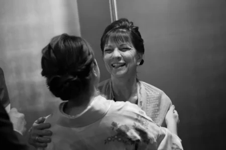 The mother of the bride thanks guests during her daughter’s wedding reception. Mother of the bride thanking guests during her daughter’s wedding reception in Osaka, Japan.