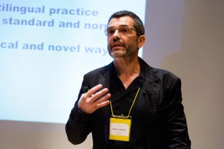 Professor Umberto Ansaldo, Chair of the School of Humanities at The University of Hong Kong, delivers the Keynote Presentation “Heritage in Language?” during a Plenary Session panel on Language and Heritage, exploring questions of language preservation, heritage languages, contemporary society, and education. Umberto Ansaldo Keynote on Language Heritage