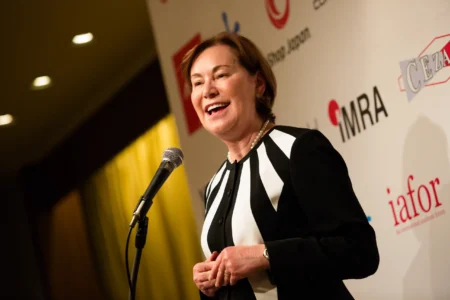 Monika Merz, President and CEO of Toys “R” Us Japan, delivers a Keynote Presentation at the American Chamber of Commerce in Japan (ACCJ) Women in Business Summit in Nagoya, Japan. The summit focused on cross-cultural understanding, workplace diversity, and strategies for improving the professional lives of women in Japan. Monika Merz Keynote at ACCJ Nagoya